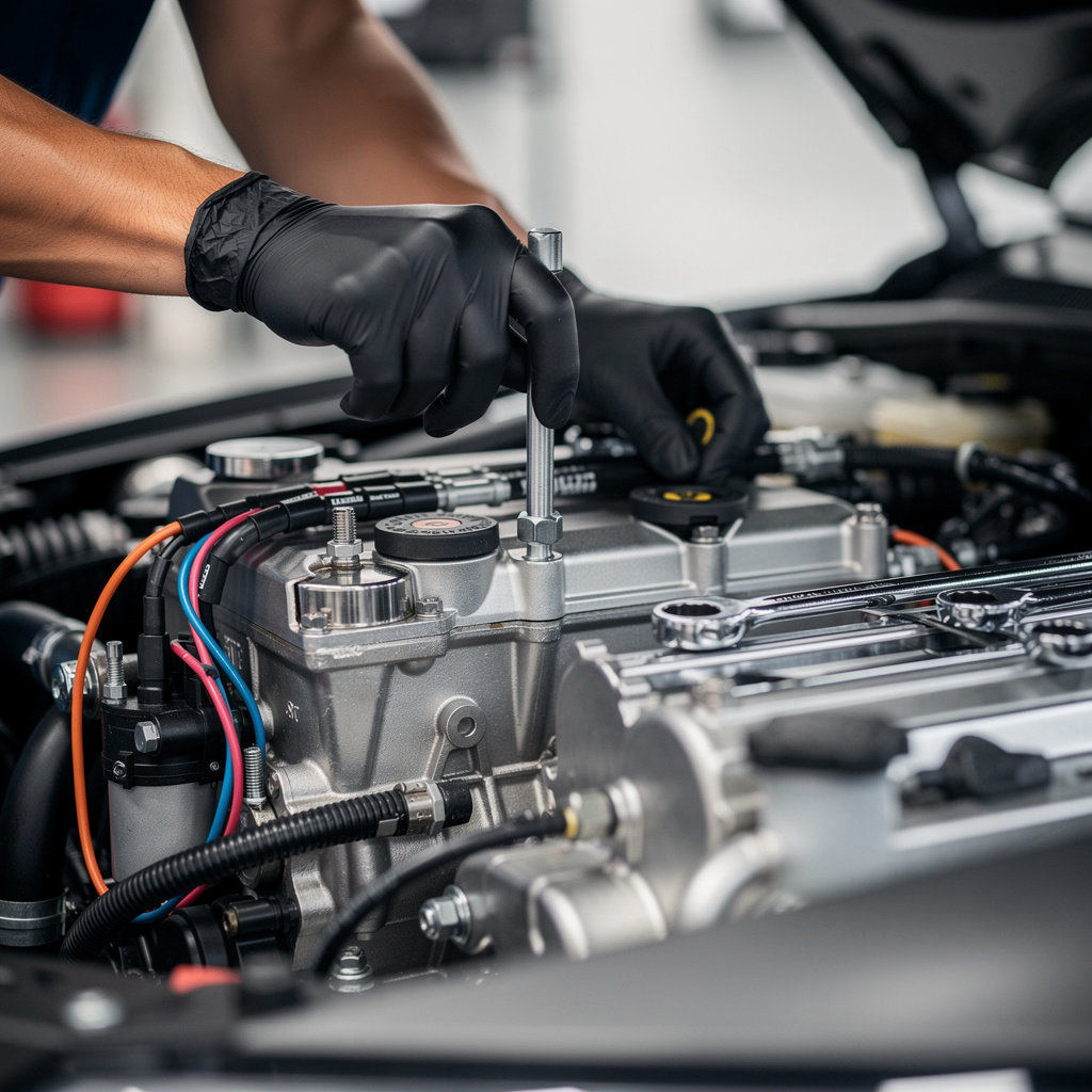 UNITED AUTO REPAIRS mechanic performing detailed auto repair service in Livermore, CA